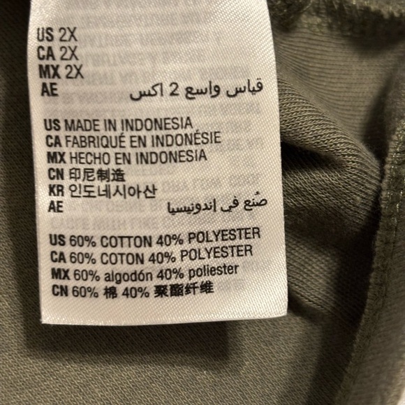 🌿 Karen Scott Plus 2X Gold Leaf Print Henley Top Olive Green 3/4 Sleeve - Picture 3 of 8